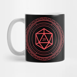 Minimalist Geometric Polyhedral D20 Dice Red Tabletop Roleplaying RPG Gaming Addict Mug